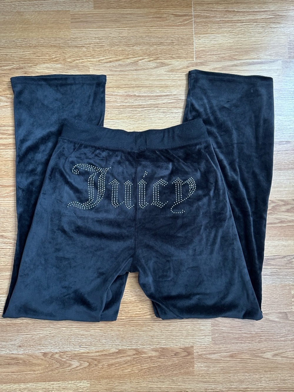 Juicy Couture Black Rhinestone velour pants